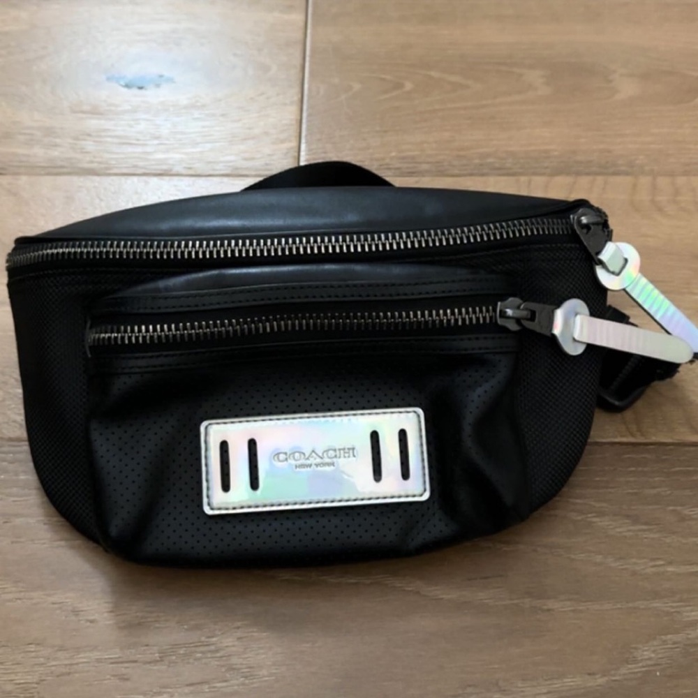Black/Silver Coach Fanny Pack